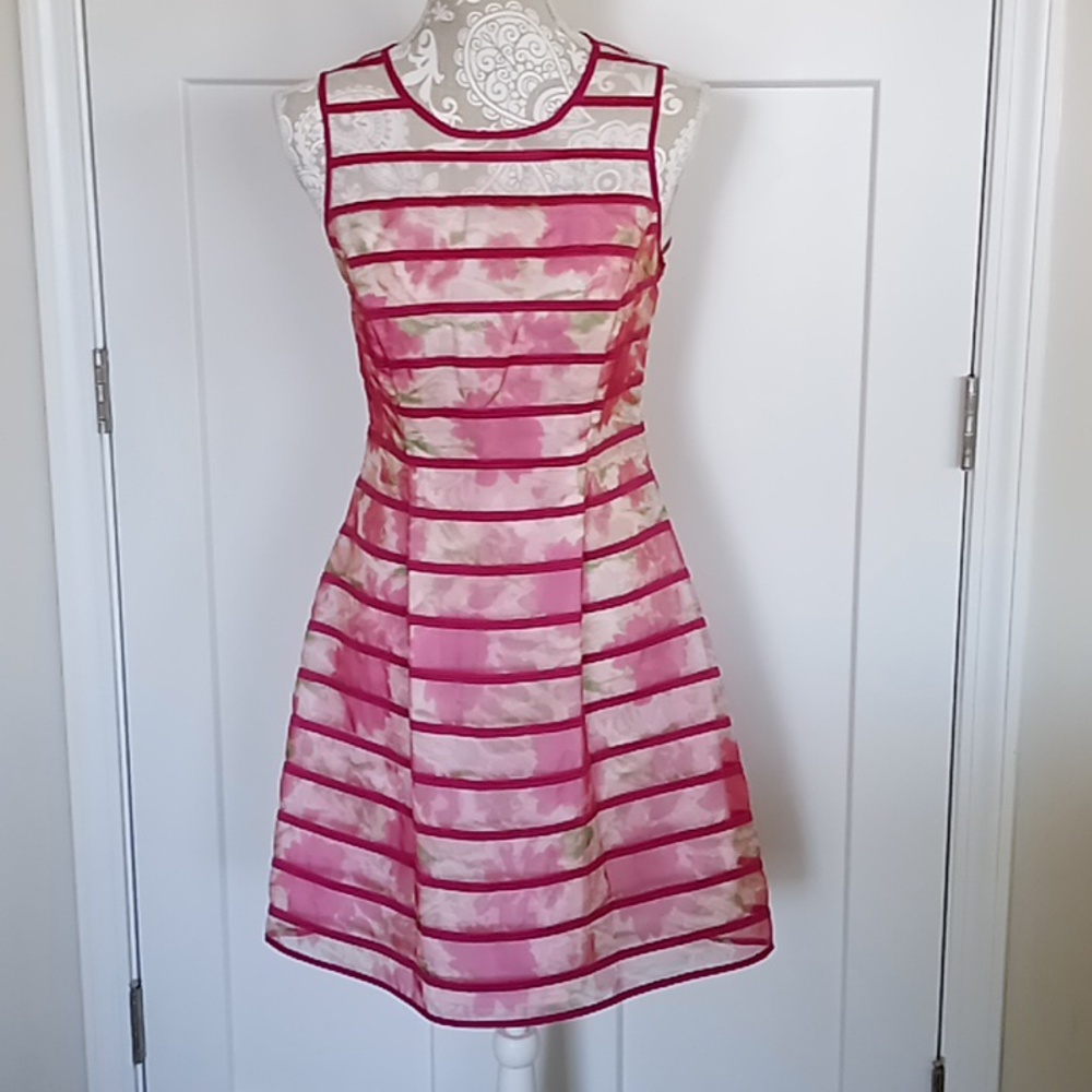 INC Floral Fit & Flare Dress Pink Size 2